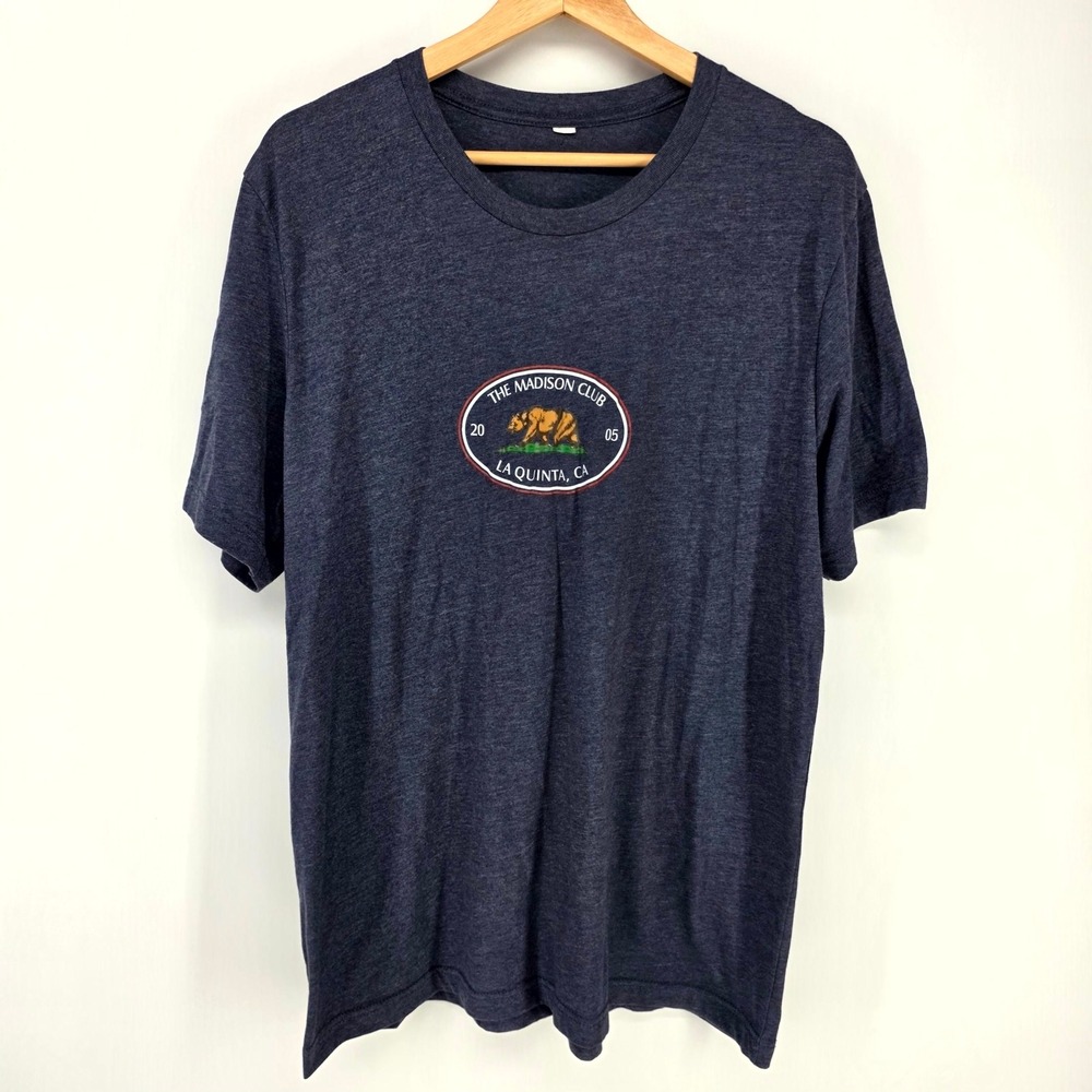 The Madison Club T-Shirt Mens Large Navy Blue La Quinta CA Bear Graphic Tee